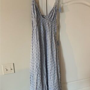 Elegant Blue Floral Women's Dress